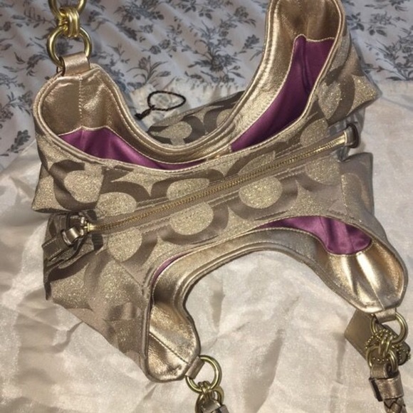 Large Tan/Gold Coach Purse - Picture 3 of 6